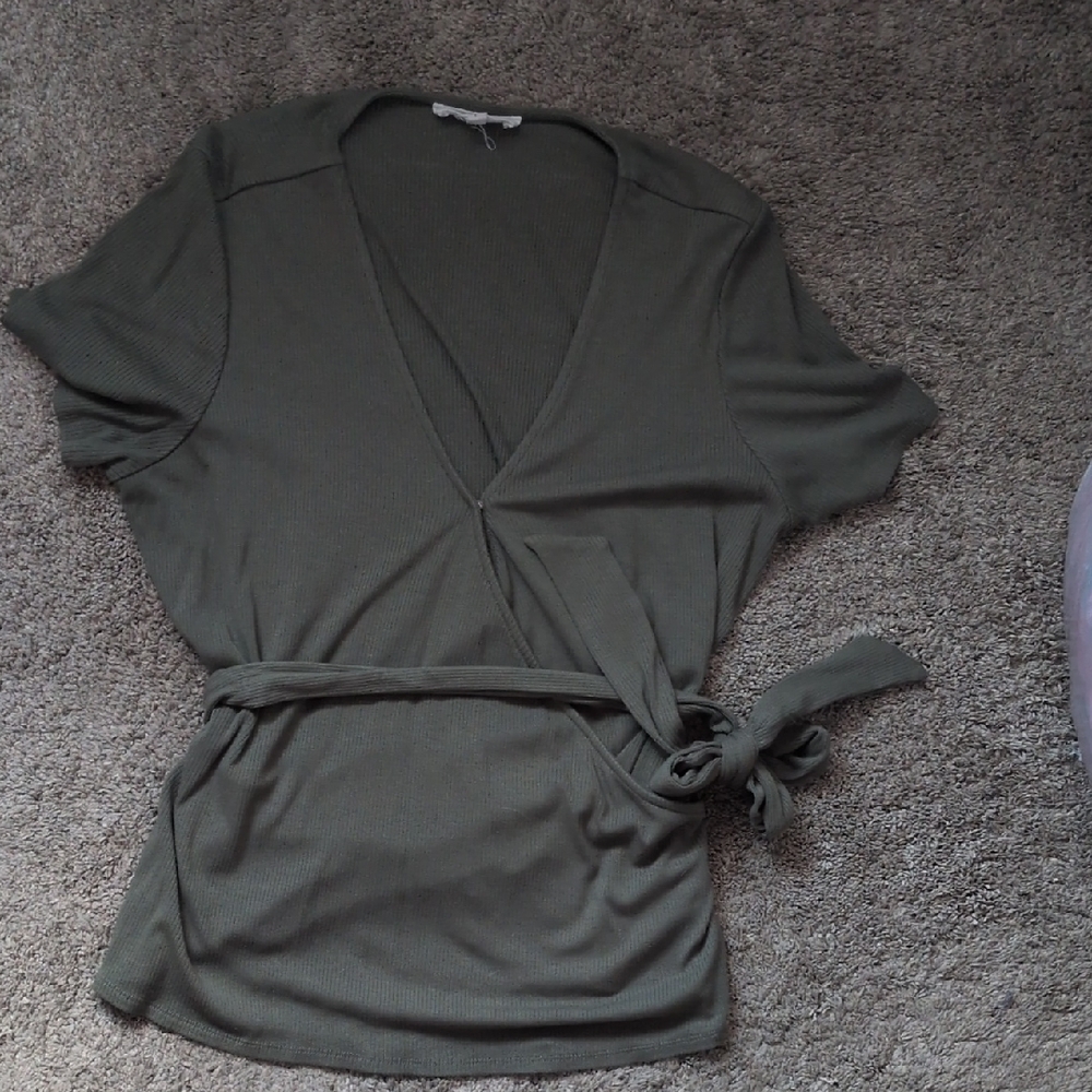 Olive Green Wrap Top